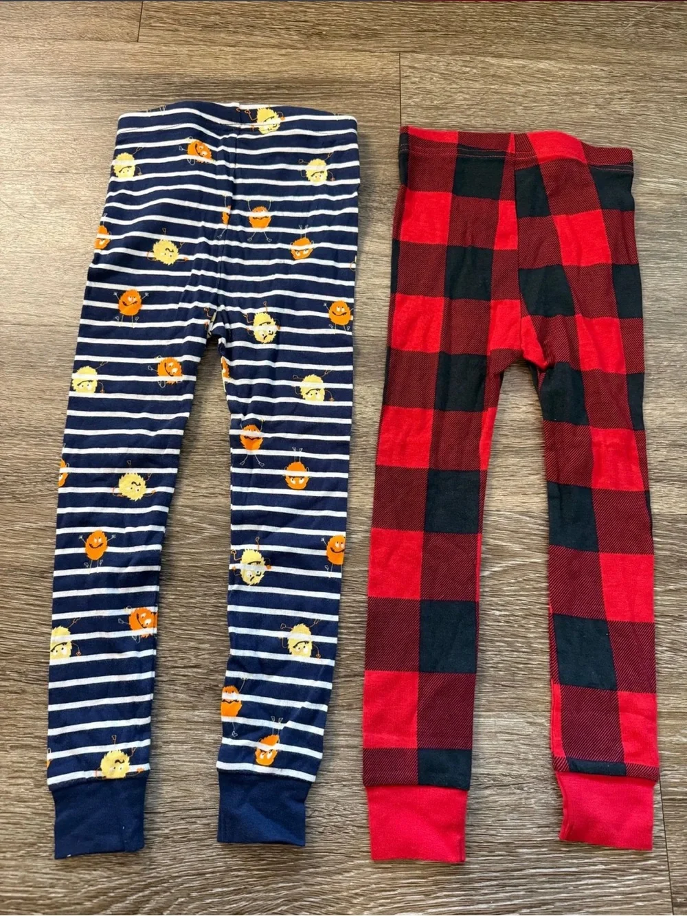 FINAL SALE Old Navy 100% Cotton PJ Pants 2-PACK Monster Stripe & Red Plaid